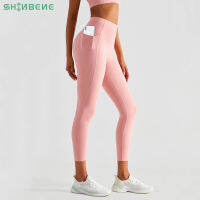 SHINBENE 25" Bare Naked Feel Gym Sport Pocket Leggings Women High Wasit No Front Seam Exercise Tights Yoga Pants with Pocket