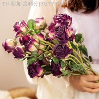 【hot】◐✈۩  1pc Artificial Flower 5 Burnt Roses Pastoral Style Used Wedding Decoration