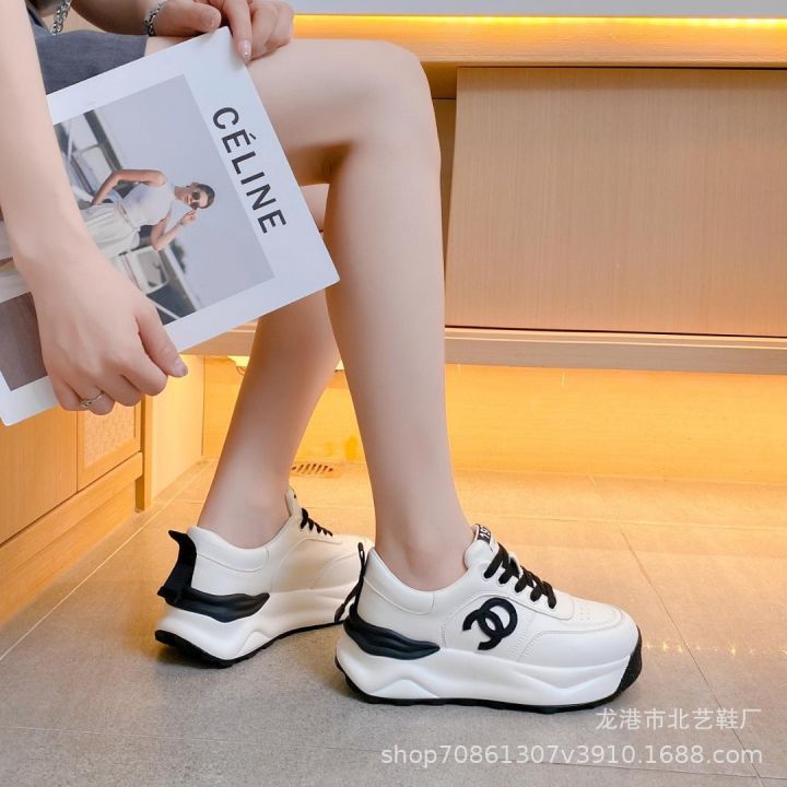 2022korean-autumn-new-platform-womens-shoes-xiaoxiangfeng-dad-shoes-leather-low-top-sports-casual-white-shoes