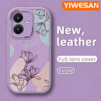 YIWESAN เคสสำหรับ Vivo Y22เคส Y22s ลายดอกไม้แฟชั่นเคสฝาหลังเคสใส่โทรศัพท์หนังเคสซิลิโคนนิ่มกันกระแทกเลนส์กล้องถ่ายรูปใหม่เคสป้องกันรวมทุกอย่าง