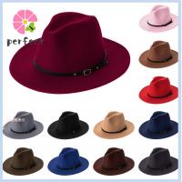 PAS วินเทจ ปีกกว้าง ผู้ชายผู้หญิง ฤดูใบไม้ร่วงฤดูหนาว หมวก Fedora สักหลาด หมวกแจ๊สปานามา Outback Hat หมวกคาวบอย