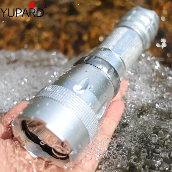 Yupard ไฟฉายสีเหลืองแสงสีขาวกันน้ำ50เมตร,ไฟฉายใต้น้ำดำน้ำ XM-L2 LED โคมไฟ LED T6