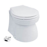 TMC-29923 (Size99910) Round Base Electric Marine Toilet  12V. W/Slow-Close Seat &amp; Cover Skirted Ceramic   โถสุขภัณฑ์ไฟฟ้าฐานกลม 12V. พร้อมฝารองนั่งแบบปิดช้าและฝากระโปรงเซรามิก