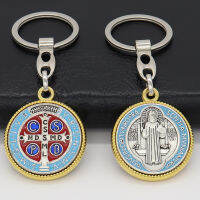 2023 Religious Keychains Jewelry Pendan Catholic Religion Saint Benedict Exorcism Car Key Chain Crafts 2022. ！