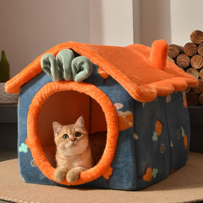 Cat Warm Villa House Type Enclosed Cat House Removable and Washable Dog Kennel Soft Cat Bed Cat Bed Pet Cat Supplies