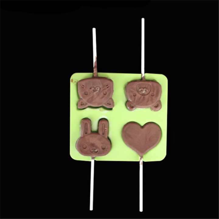 hot-on-sale-rtert54634-1ชิ้นการ์ตูนสัตว์น้ำแข็งหัวใจและหมีดีไซน์ขนมซิลิโคนช็อคโกแลตตกแต่งแม่พิมพ์สำหรับเค้ก