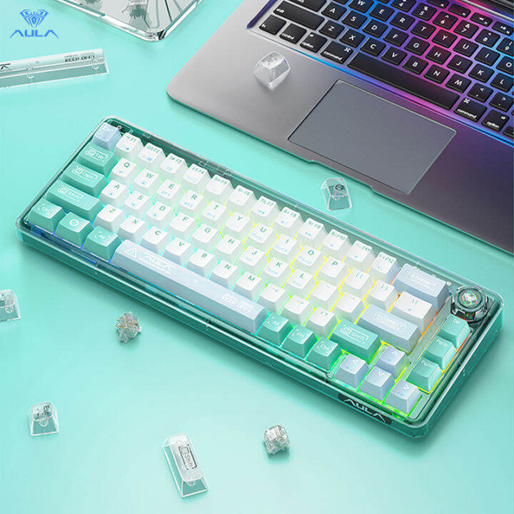 AULA F68 Bluetooth Wireless 3 Mode Mechanical Keyboard Hotswap RGB 68