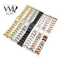 （Bar watchband）สายสายนาฬิกาข้อมือสแตนเลส316L ขนาด13 17 19 20มม.,สร้อยข้อมือหอยนางรมสายนาฬิกาข้อมือสีเงินทองคำสีกุหลาบสำหรับกลางวัน