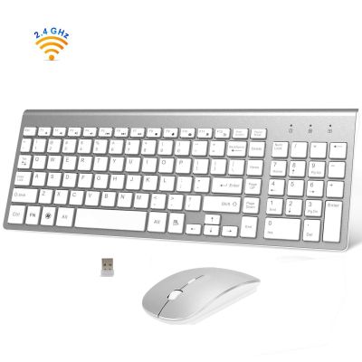 Wireless Keyboard and Mouse Combo 2.4G Ultra Slim Compact Full Size Quiet Scissor Switch Keyboard and Mice for Windows Laptop PC