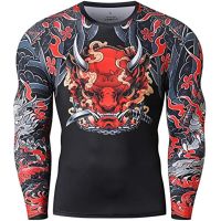 แห้งสนิทการบีบอัดแขนยาว Baselayer กีฬาเสื้อยืดกีฬา Rashguard Surf BJJ ออกกำลังกายลูกเรือคอยาวแขนเสื้อแขนยาวเสื้อยืด