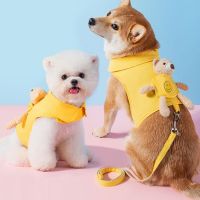 Puppy Cute Pet Vest Solid Dog Harness and Leash Set Pocket Bear Pet Clothes for Chihuahua Yorkie Walking Training Cat Dog Chain Leashes