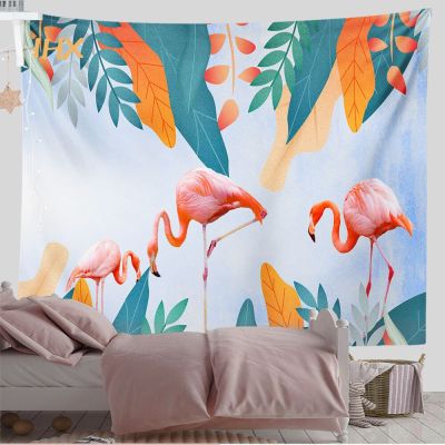 Wild Animals Cute Flamingo Tapestry Wall Hanging Kawaii Room Decor Hippie Plant Tapestry Dormi Bedroom Home Aesthetic Decoration