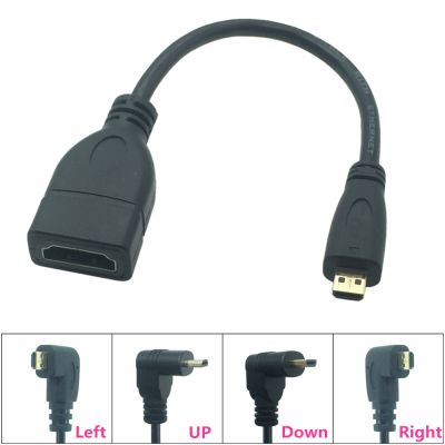 Kabel mikro HDMI kompatibel dengan HD Wanita adaptor konverter HDTV D 90 derajat kanan kiri miring atas/bawah ke kabel ekstensi HDMI