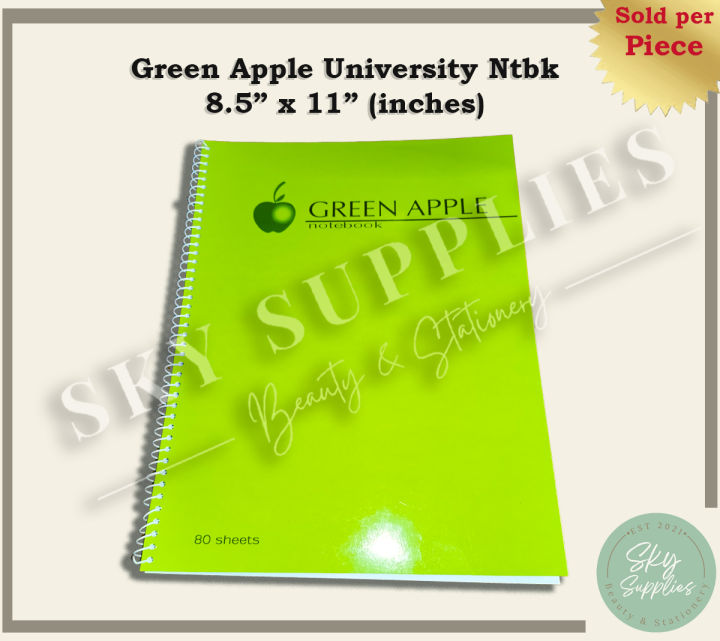 Apple　8.5x11　Spiral　Lazada　PH　Green　Notebook　University　1pc