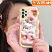 YIWESAN เคสปลอกสำหรับ Samsung Galaxy A04s A13 5G ลายการ์ตูน3D ลูกสุนัขสีสันสดใสน่ารักขอบครีมเคสซิลิโคนกันกระแทกนิ่มป้องกันเลนส์กล้องเคสโทรศัพท์แบบใสกรอบใส