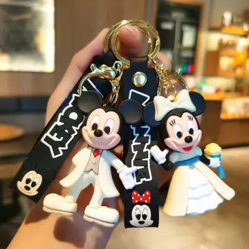 Cartoon Disney Mickey Mouse Keychains Cute Baby Boy Girl Figure Keyring  Kawaii Minnie Key Chain Model Kid Toy Children Gift