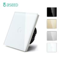 ✿ Bseed Mvava 1 Gang 1 Way EU Russia Standard Light Touch Switch Black White Grey Gold With New Crystal Glass Panel BackLight 86mm