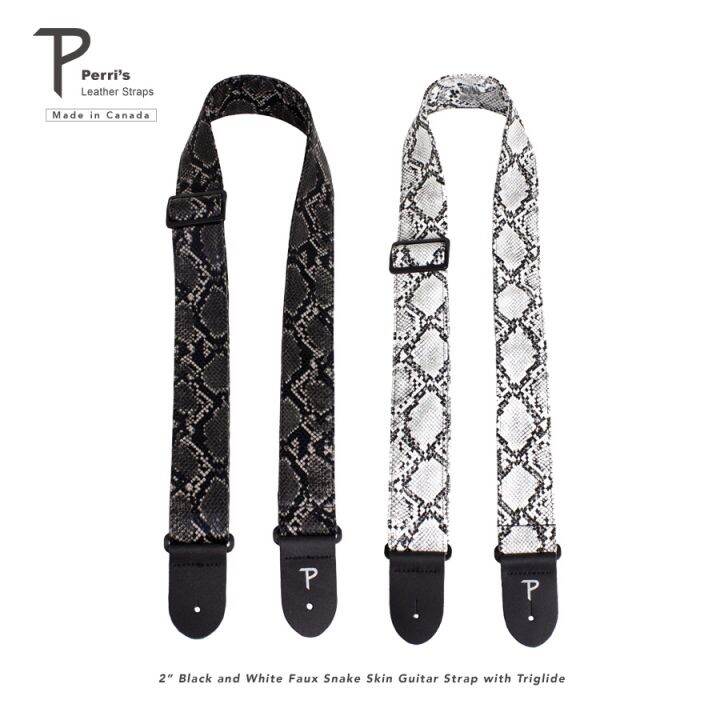 Perri's 2 Faux Snake Guitar Strap White and Black 2 in.