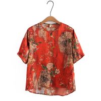 【มีไซส์ใหญ่】Plus Size Womens XL-4XL Short Sleeve Cute Printed Summer Shirts Oversized Female Tops Fashion A-line Top