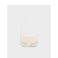 CHARLES and KEITH CK2-20782087 ตกแต่งหัวเข็มขัดทรงกลม One shoulder Messenger กระเป๋าสี่เหลี่ยมเล็กสำหรับผู้หญิง