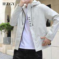 IELGY เสื้อโค้ทซิปคลุมด้วยผ้าลำลองสำหรับผู้ชาย