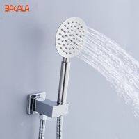 BAKALA Round/Square SUS304 Stainless steel shower head With Wall Connector amp;1.5m Hoses Set Water Saving Handheld Sprayer