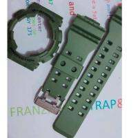 {Miracle Watch Store} สายสำรองและฝา G-SHOCK-MATTE สีเขียวทหารพร้อมแบบอักษรสีดำ