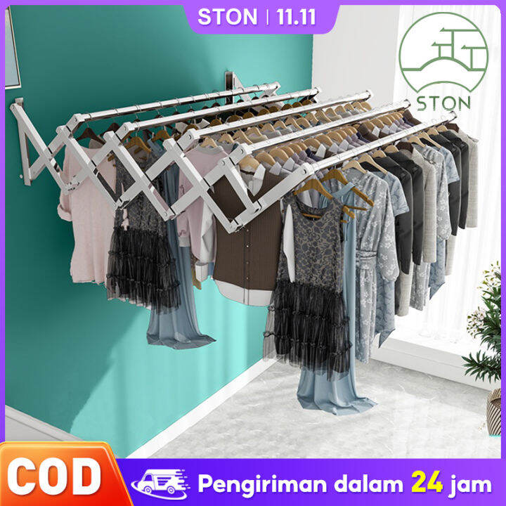 Cmjemurran Baju Dinding Lipat Stainless Steel Rak Jemuran Handuk