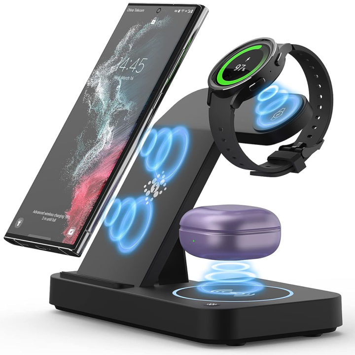 Wireless Charger Station for Samsung Fast Charging Station for Samsung Galaxy Z Flip Fold S23 Ultra S22 S21 S20, in Charger Stand for Android