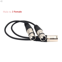 Cjing 3-PIN XLR MALE TO Dual XLR FEMALE Y splitter สายอะแดปเตอร์เสียงสำหรับไมโครโฟน