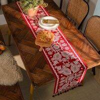 Table Linen Table Runner ธงโต๊ะสไตล์ประจำชาติตกแต่งปีใหม่สีแดงเทศกาลคุณภาพสูงเส้นด้ายย้อม jacquard โต๊ะอาหารยาวโต๊ะกาแฟด้านข้างตู้ลิ้นชักฝาปิด