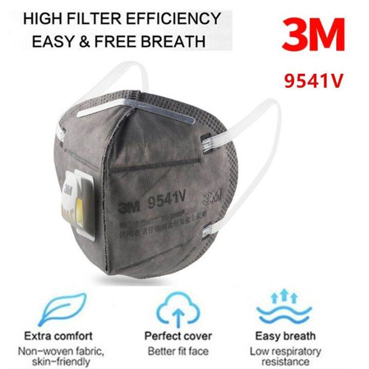 3m-9541v-p2-kn95-1ชิ้น-หน้ากากป้องกันฝุ่นละออง-กลิ่น-พร้อมวาล์ว-คล้องหู