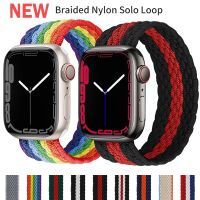 【CHUYANG SHOP】   Braided Solo Loop สายไนลอนสำหรับ Apple Watch Band 45มม. 44มม. 40มม. 38มม. 42มม. สร้อยข้อมือสายนาฬิกา IWatch Series 7 6 SE 5 4 3