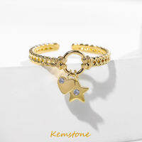 Kemstone Trendy Heart คริสตัลรูปดาวหญิงปรับเครื่องประดับแหวนเปิดของขวัญผู้หญิง