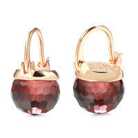 [In stock]ins ที่เป็นที่นิยมกุหลาบต่างหูทอง แฟชั่นเกาหลีย้อนยุคคริสตัลบอลสีม่วงหวานผู้หญิงต่างหูเครื่องประดับ