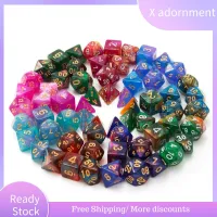 X ADORNMENT 7Pcs/set ของขวัญสำหรับเด็ก D12 D20 7-Die สำหรับ TRPG DND ลูกเต๋าหลายด้าน เกมตาราง ลูกเต๋าเกม ลูกเต๋า DND