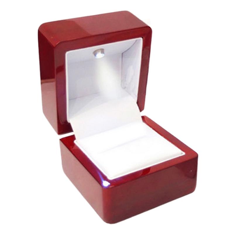 Ring Box Ring Holder Case Jewellery Organiser Storage Gift Box With LED Light 
