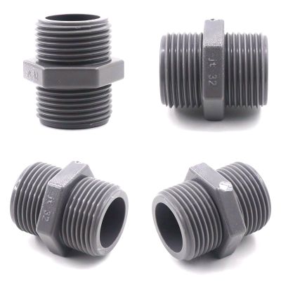 Grey Male Thread PVC Connectors Garden Water Tube Thread Joint Adapter 1/2 2 Aquarium Fish Tank Pipe Connector Fittings