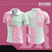 【high quality】  Delivery of Pink And Green Printed Short Sleeve Polo Shirts 2023