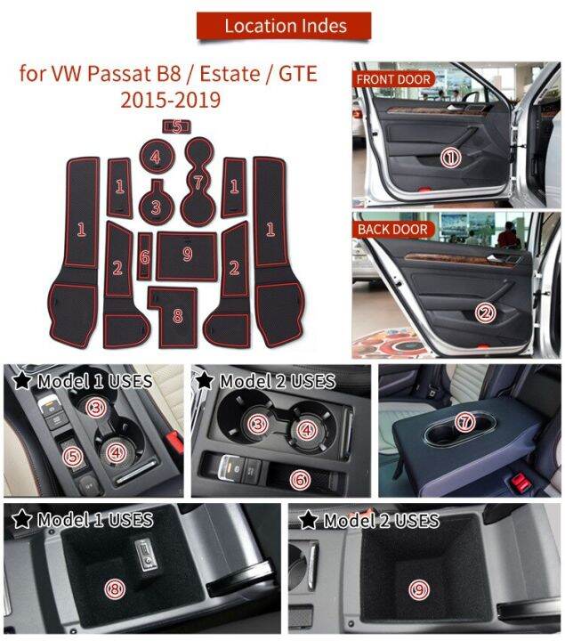 ruer-เสื่อร่องประตูสำหรับ-volkswagen-passat-b8-gte-vw-estate-2015-2022ช่องเก็บของแผ่นรองแก้วประตูสติกเกอร์กันฝุ่น