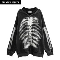 Spenzer.street | ? Skeleton hoodies เสื้อโอเวอร์ไซส์ เสื้อกันหนาว ฮู้ด เกาหลี เสื้อy2k ทราวิส 2pac ฮิต 2022  มาใหม่