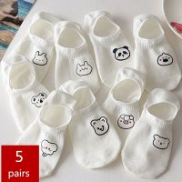 5 Pairs/lot Short Socks For Women Summer White Rabbit Cow Panda Koala Animal Ankle Socks Cotton Cute Funny Happy No Show Socks