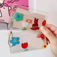 2Bits Cute Bear Rabbit Transparent Waterproof PVC Women Card Case Business Card Holder Girls Credit Card Bag ID Card Mini Wallet Card Holders