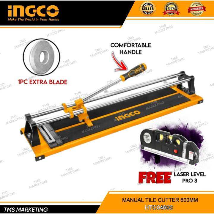 INGCO Manual Tile Cutter 600mm HTC04600 with Free Laser Level PRO 3 ...