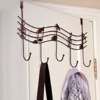 H7JB Wavy Musical Notes 5 Hooks Wall Mounted Coat Rack Clothes Door Hanger Elegant