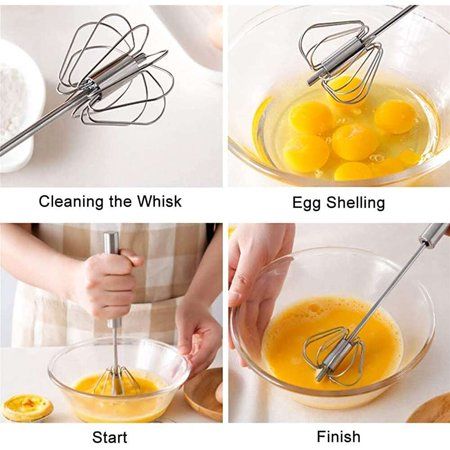 Semi-automatic Egg Beater Kitchen Egg Rolls Self 304 Stainless Steel Egg  Whisk Manual Hand Mixer