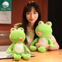 AVIANA หมอนนุ่ม Boneka Mainan ของขวัญสำหรับเด็กการตกแต่งบ้านของเล่น,หมอนนุ่มตุ๊กตากบสีเขียวตุ๊กตาหนานุ่มลิ้นดัดผมตุ๊กตากบตุ๊กตากำมะหยี่