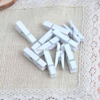 White Wood Clothespin Clips Note Pegs for Photo Paper Clothes decorative 35x11mm 50PCs 0119-3-2