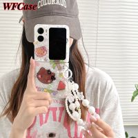 WFCase เคสสำหรับออปโป้ไฟนด์ N2ฝาพับรูปแมวน่ารัก (+ สร้อยข้อมือ) เคสโทรศัพท์ป้องกันกล้องแบบเต็ม