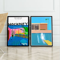 David Hockney ภาพวาดผ้าใบสไตล์วินเทจ,โปสเตอร์ศิลปะแบบนอร์ดิกพิมพ์ภาพติดผนังสำหรับตกแต่งห้องนั่งเล่น